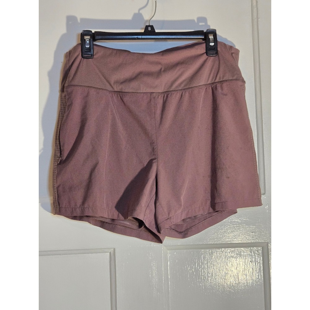 CRZ YOGA Womens Mauve Purple Running Shorts with Liner and Zipper Pocket XL